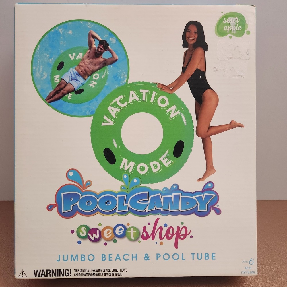 Pool Candy Pool Tube Float Ring 48" - Candygrams - Sour Apple - Vacation Mode